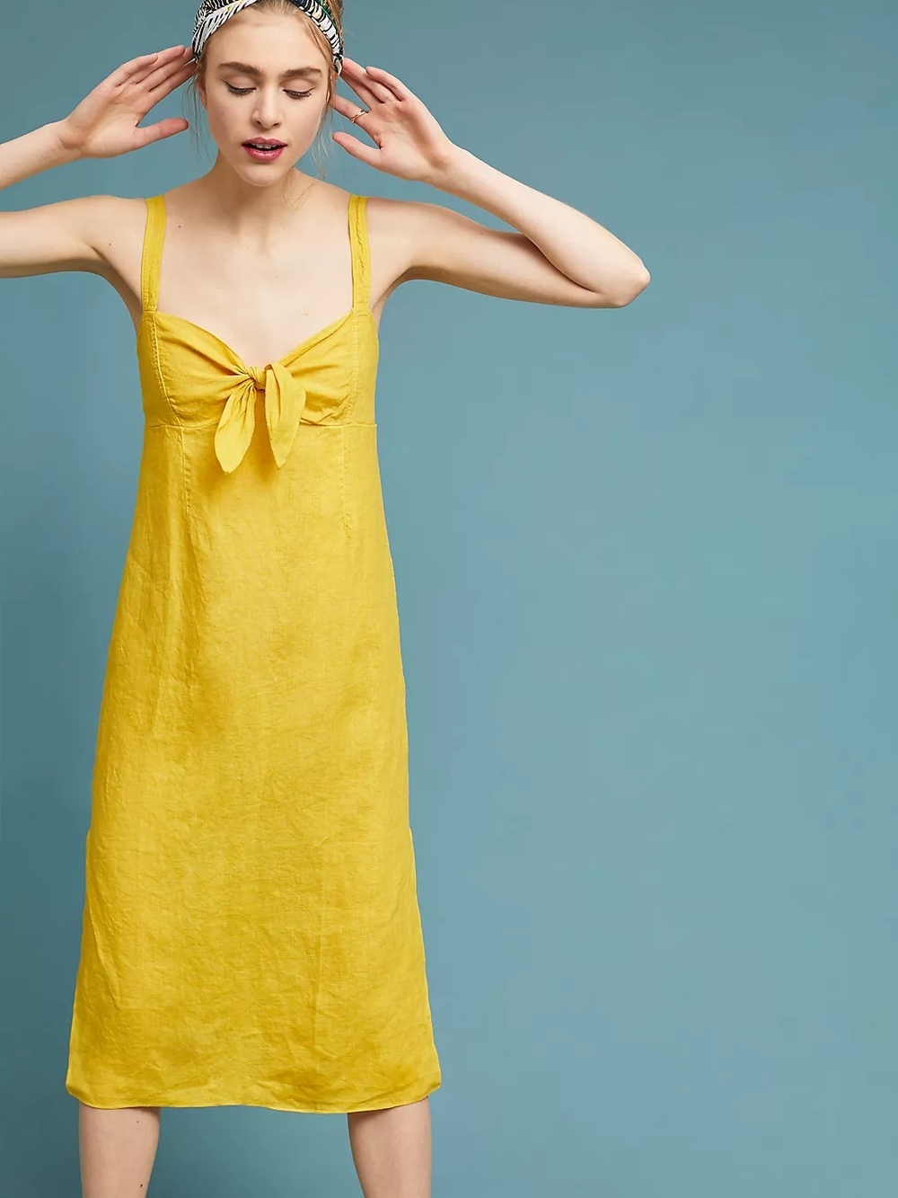 Three Dots Chetwyn Linen Dress yellow Canary Linen  Size M